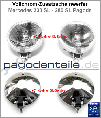 Vollchrom Zusatzscheinwerfer Mercedes Pagode